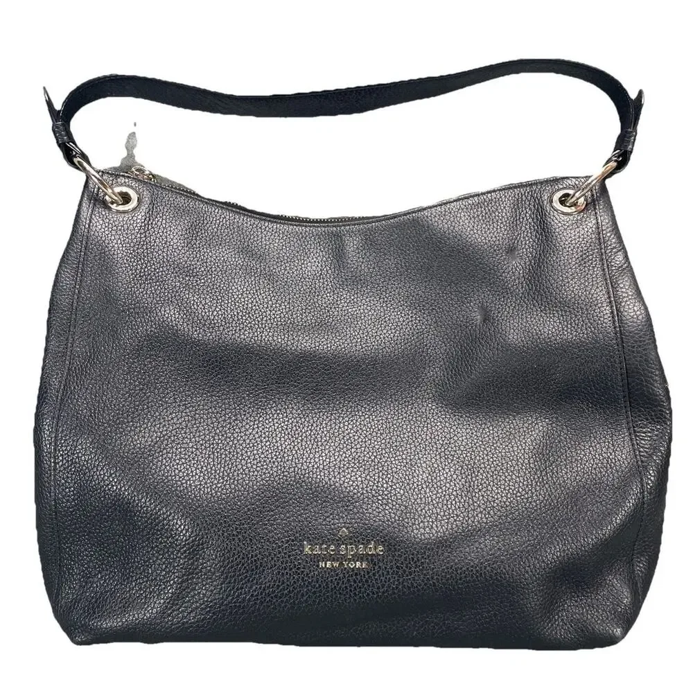 Kate Spade KAT Pebbled Leather Purse Black Shoulder Bag FLAWED FADED HARDWARE